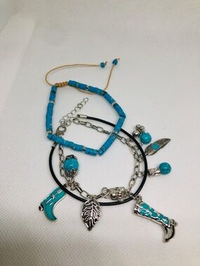 Turquoise Charm Bracelet Set - Women Jewelry